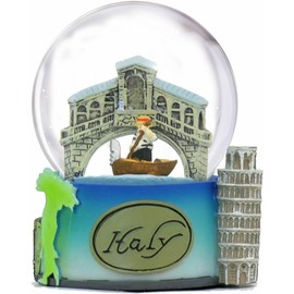Italy Snow Globe of Rome, Pisa and Venice. (2.5 Inches Tall), 45mm Globe with Snow