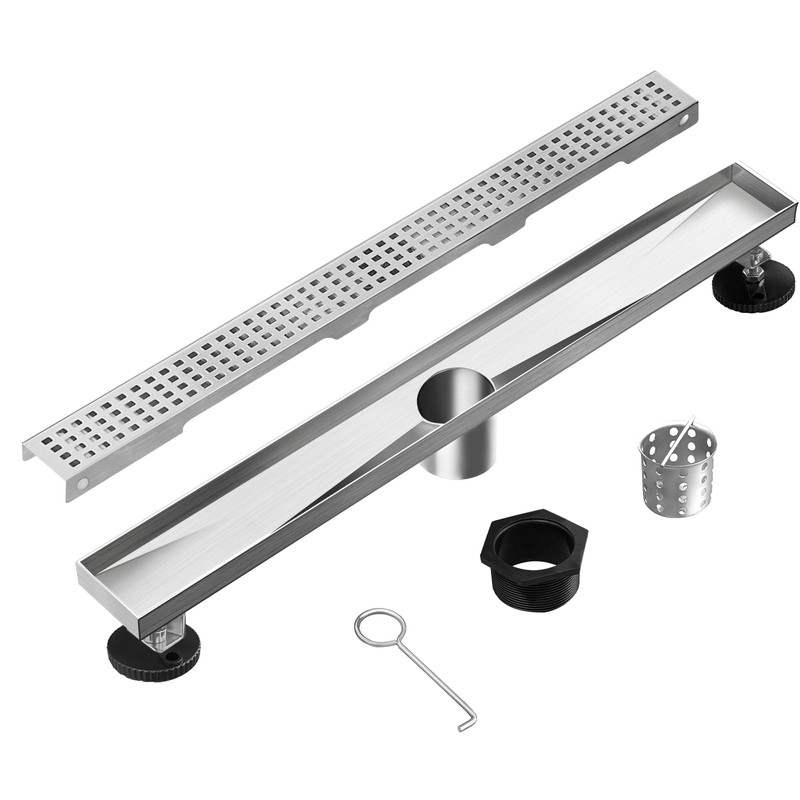 Elefloom Linear Shower Drain, Shower Drain 32 inch with Removable