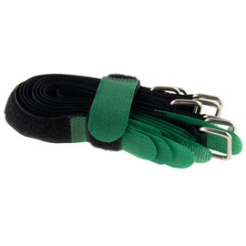 10x Velcro Cable Ties 200 x 20 Black/Green Velcro Crossed Velcro