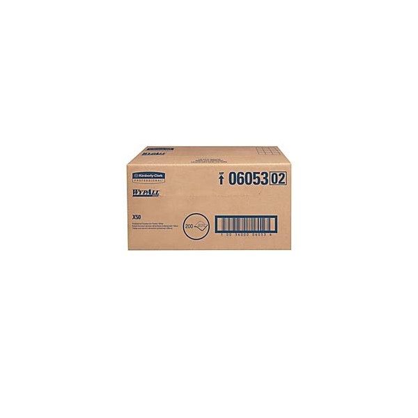 Kimberly-Clark 06053 White WYPALL X50 Foodservice Wipers, 12.5" W x 23.5" L (Pack of 200)