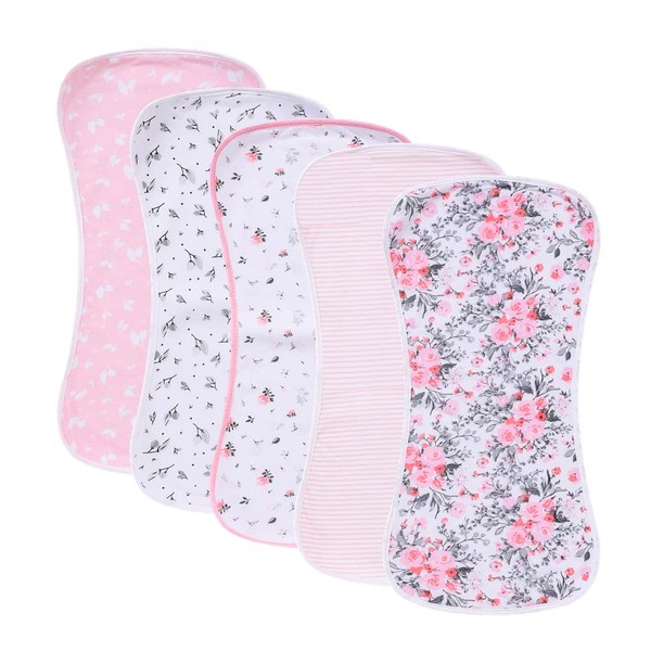 sleepyturtle 5 Pack Waterproof Baby Burp Cloths Extra Absorbent and