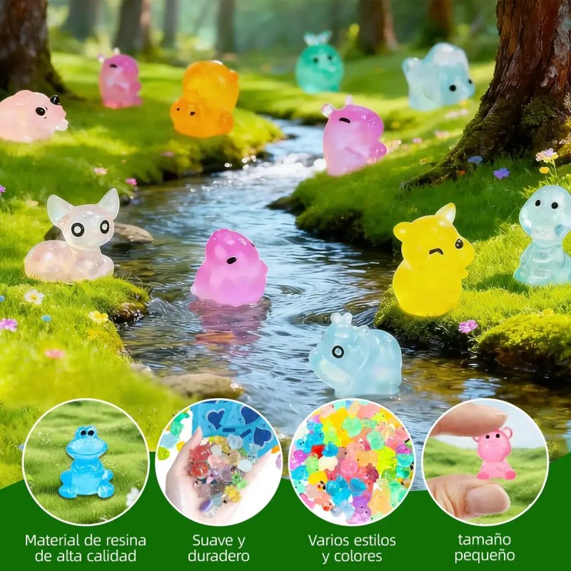 100 Mini Animales Figuras De Resina Brillan En La Oscuridad
