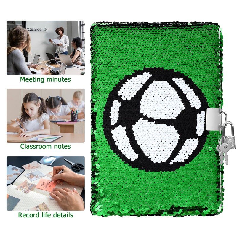 Football Sequin Diary Notebook: Football Journal Notebook Secret Diary with
