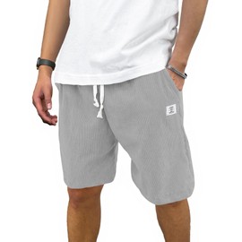 Mancozy Men's Corduroy Shorts 7 inch Shorts for Men Jogging Beach Sweat Shorts for Men X-Large Light Gray