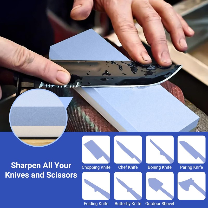 Whetstone Sharpening Stone Set, Dual Sided Grit 1000/6000 Knife Sharpener
