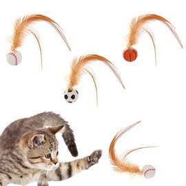 Katzenspielzeug Federn Interaktives Federballspielzeug für Katzen Katzenspielzeug Bälle mit Feder Trainieren Sie Ihre Katze Interaktives Silikonspielzeug für Den Innen- und Außenbereich Geeignet