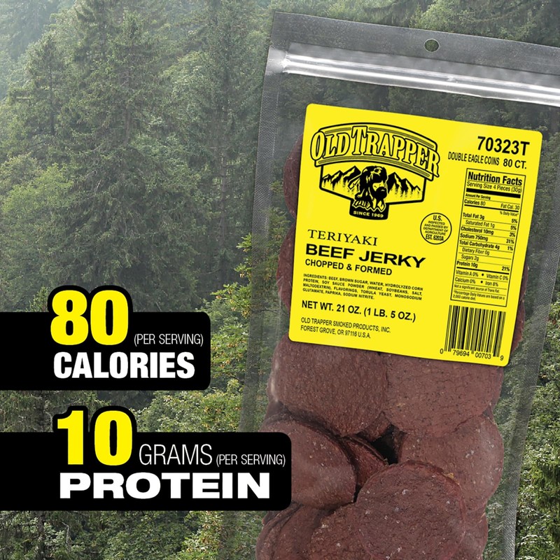 Old Trapper Double Eagle Beef Jerky, Teriyaki Flavor, 21 Ounce