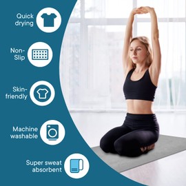 Yuilgdo - Toallas de yoga antideslizantes con puntos de agarre, manta de microfibra suave súper absorbente para pilates, fitness y entrenamiento, 72 x 24 pulgadas (gris)