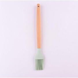 Silicone Oil Brush with Wooden Handle,Durable Basting Brush Pastry Brush,Easy to Clean for Cooking Baking Grilling (Light green)
