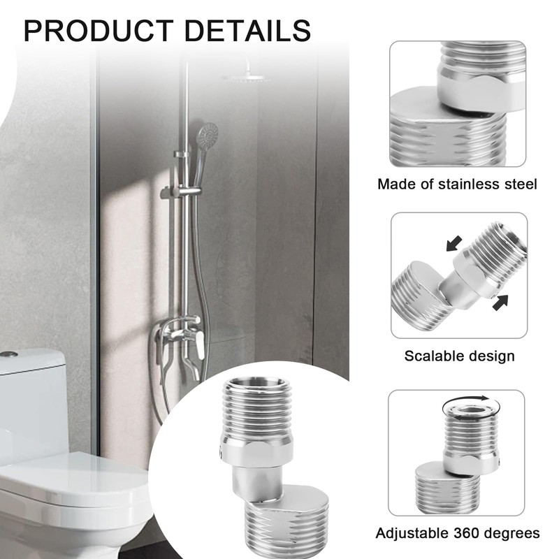 PARFCO S Connection Pack of 2 Shower Mixer Adapter, 360