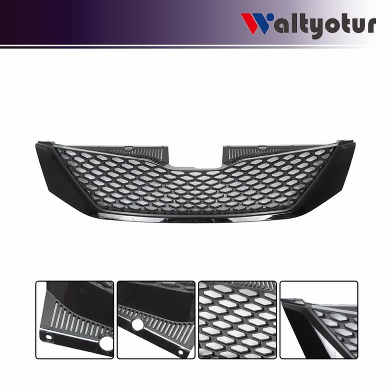 waltyotur Front Upper Grille Grill Black Honeycomb Replacement for Toyota