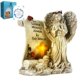 Malister Memorial Gifts - Garden Angel Statue Sympathy Gift with Solar Led Light, Bereavement Gifts, Memory of Loved One, Cemetery Grave Decorations, Remembrance Condolence Gift, Angel Figurines