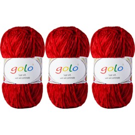 golo Chenille Yarn for Blanket 100g X 3 Soft Chenille Yarn for Hand Knitting