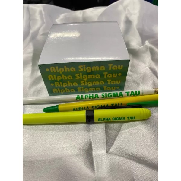 Alpha Sigma Tau Combo Memo Cube, Pen, Pencil, Highlighter VINTAGE,