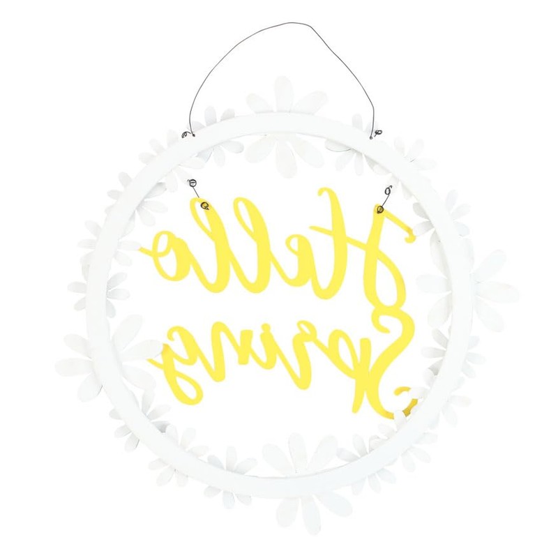 Hello Spring Hanging Daisy Wreath Decoration - Perfect for Welcoming