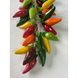 Unbranded CERAMIC JALAPENO CHILI PEPPER RISTRA , MEXICO , HANGING DECOR , MULTICOLOR