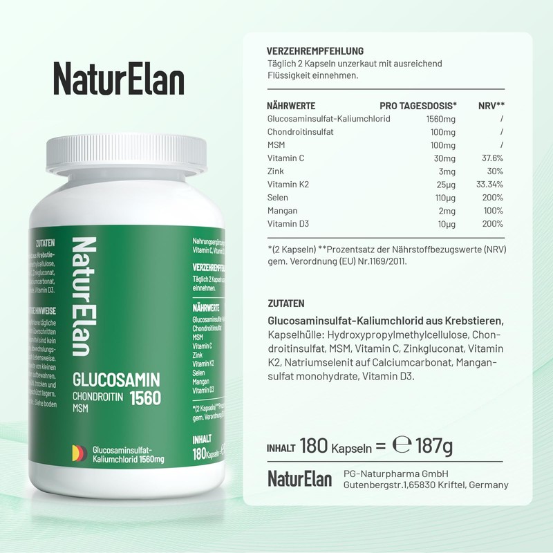 Glucosamine 1560 Chondroitin High Dose - 180 Capsules with MSM