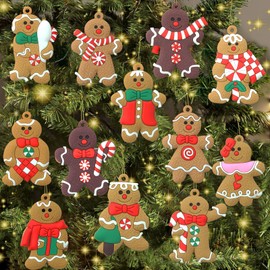 12pcs Gingerbread Man Christmas Tree Ornaments Hanging Plastic Christmas Decorations 3 Inch Holiday Decorations Christmas Decor Winter New Year Party Supplies