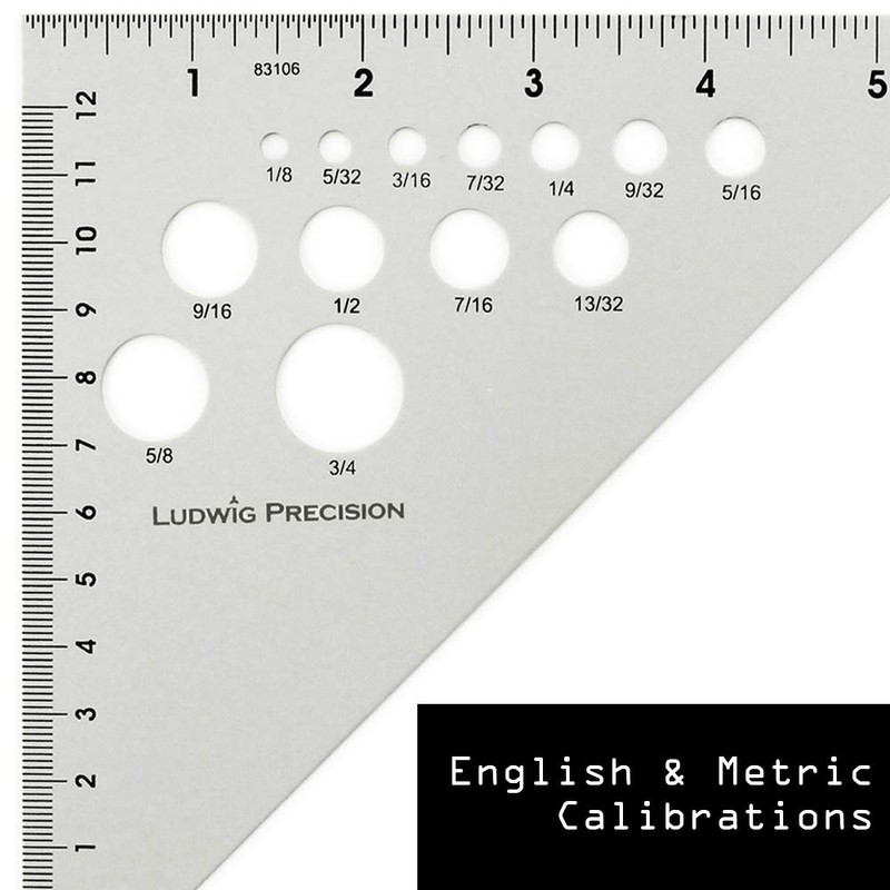 Ludwig Precision 45-90-Degree Aluminum Drafting Triangle, 6-INCH