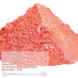 Mica Powder,7.05OZ（200g）,Orange Red Mica Powder Pigment for Epoxy Resin，Lip Gloss，Car Paint，Dye，Soap Making，Nail Polish,Epoxy Resin,Candle Making,Bath Bombs