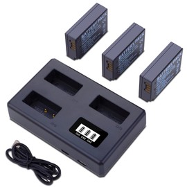 3 Packs LP-E17 Batteries with Triple Slot LCD Charger for Canon EOS R8, R10, R50, R100, RP, Rebel SL2, SL3, T6i, T6s, T7i, T8i, EOS M3, M5, M6, EOS 200D, 750D, 760D, 77D, 800D, 8000D, KISS X8i Cameras