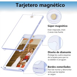 GFFGJH 35PT Porta Tarjetas Magnéticas para Tarjetas de Intercambio ,Protector de Tarjetas de Comercio Transparente,para Tarjetas de béisbol, fútbol, Deportes, Almacenamiento y exhibición