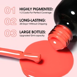 VENALISA Orange Gel Nail Polish 1 Pcs 12ml Coral Orange Color Gel Polish Soak Off UV Gel Salon Manicure DIY at Home Nail Art For Girls Women