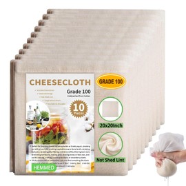 10 Pack Cheese Cloths for Straining, Muslin Cloths for Cooking, Cheese Cloth, Reusable Muslin Straining Bags, Baking, Cheesecloth for Juice Baking, Cheese Making (50x50cm)