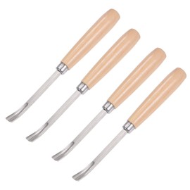 uxcell Wood Chisels Carving Knife, 10mm Chrome Plated 45# Carbon Steel Curved Half-round Tip Woodworking Hand Tool Graver 165mm (6.5-Inch) Length, 4pcs