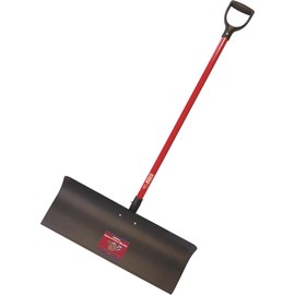 BULLY TOOLS Heavy Duty Steel Snow Pusher - Extra Long Fiberglass D-Grip Handle, Durable Wide Metal Push Shovel for Driveways, Sidewalks & Parking Lots, Snow Clearing - 100% Made in The USA, 30-inch