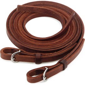Jeereal Heavy Harness Split Reins, Quick Change Design with Heavy Duty Stainless Steel Buckle,Heavy Oil Weighted Leather Reins, 5/8" x 7' (Brown)