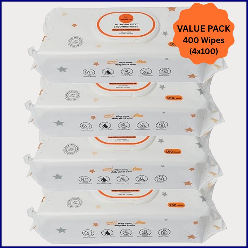 Aurora Pet Wipes – 100% Natural, Plant-Based Hypoallergenic Grooming Wipes