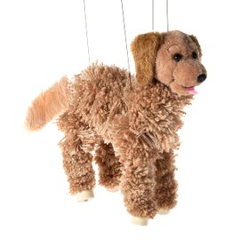 Artisan Owl Golden Retriever Marionette Puppet - Yarn Dog with Wooden Feet, Detachable Strings (Brown)
