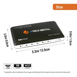 J-Tech Digital HDMI Splitter 1X4 4K@30Hz Most Advanced 4 Ports HDMI Powered Splitter Support Ultra HD 3840 A 2160 Resolution and 3D