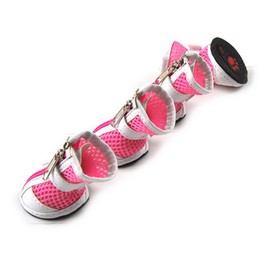 ZUNEA Small Dog Shoes for Hot Pavement Summer Breathable Mesh Boots Adjustable Non Slip Zipper Pet Dogs Booties White PU Paw Protector Pink 2#