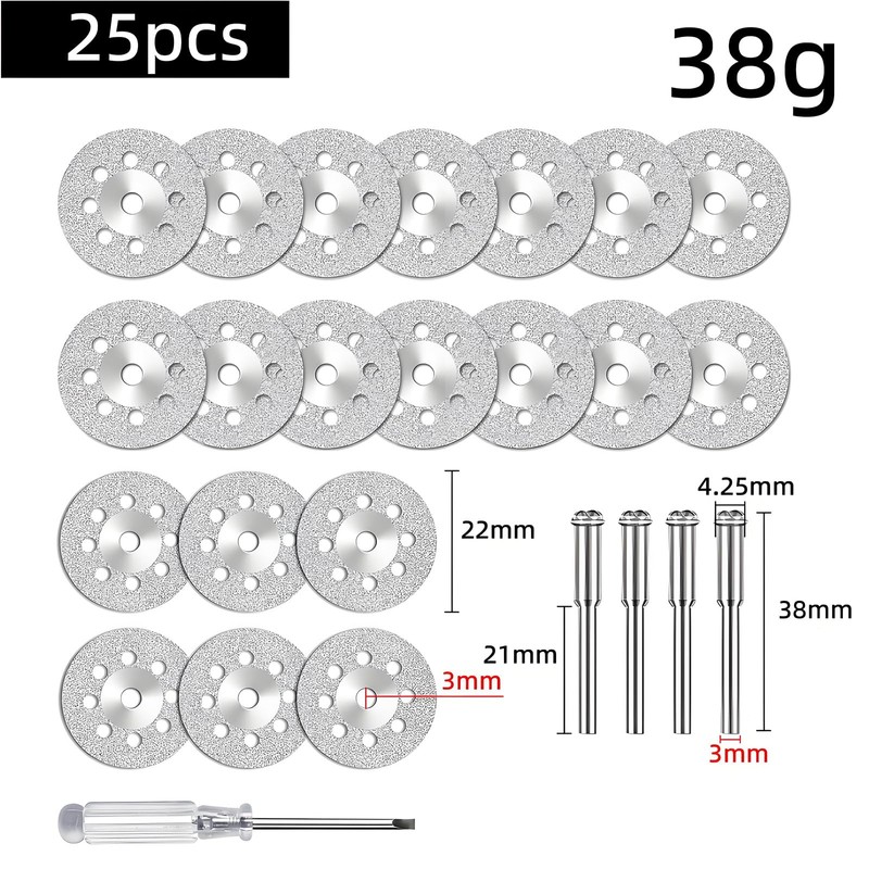 20 Pieces 22mm Diamond Cutting Wheel with 4 Pieces 3