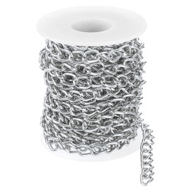 sourcing map 16.4Feet Aluminum Link Chain, Link Cable Chain Oval Plated Chain Bulk Craft Making Chain Roll for DIY, 10x7x1.65mm, Silver