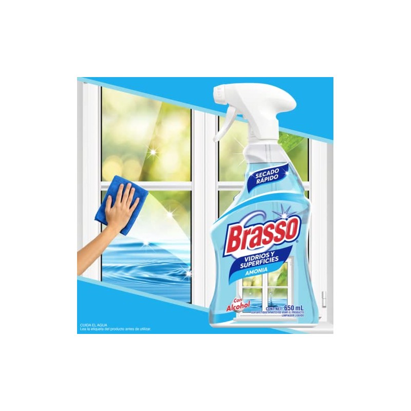 Brasso® Vidrios y Superficies Amonia con atomizador, 650mL