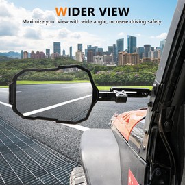 JAKISIMA Mirrors Doors Off for Jeep JK, Side Mirrors with Doors Off for 2007-2018 Jeep Wrangler JK JKU Accessories, Wider View No Vibrate & Wobble