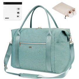 WANDF For Spirit Airlines Personal Item Bag 18x14x8 Travel Duffel Bag with TSA Approved Quart Size Bag & Shoes Bag Weekender Overnight Bag Carry-on Luggage for Women (Turquoise)