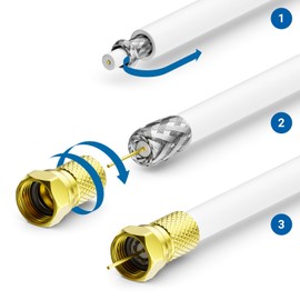 deleyCON HQ+ 10 m SAT Coaxial Cable 135 dB - 5x Shielded for DVB-S - S2 DVB-T and DVB-C - 4K 1080p Full HD HDTV - Includes 10x Gold-Plated F-Connectors