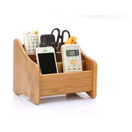 Chseea Wooden Remote Control Holder, Desk Organiser, Office Box, Makeup Organiser, Bathroom Organiser, Multifunctional Storage Box for Glasses, Smartphones, Controllers, CDs and Make Up #1