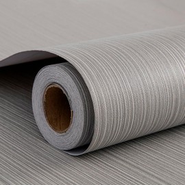 FUKU MON Grasscloth Fabric Wallpaper 24" X 394" Textured Mocha Gray Thick Linen Classic Neutral Grassweave Contact Paper for Walls Cabinets Bedroom Counter Top Liners Fireplace