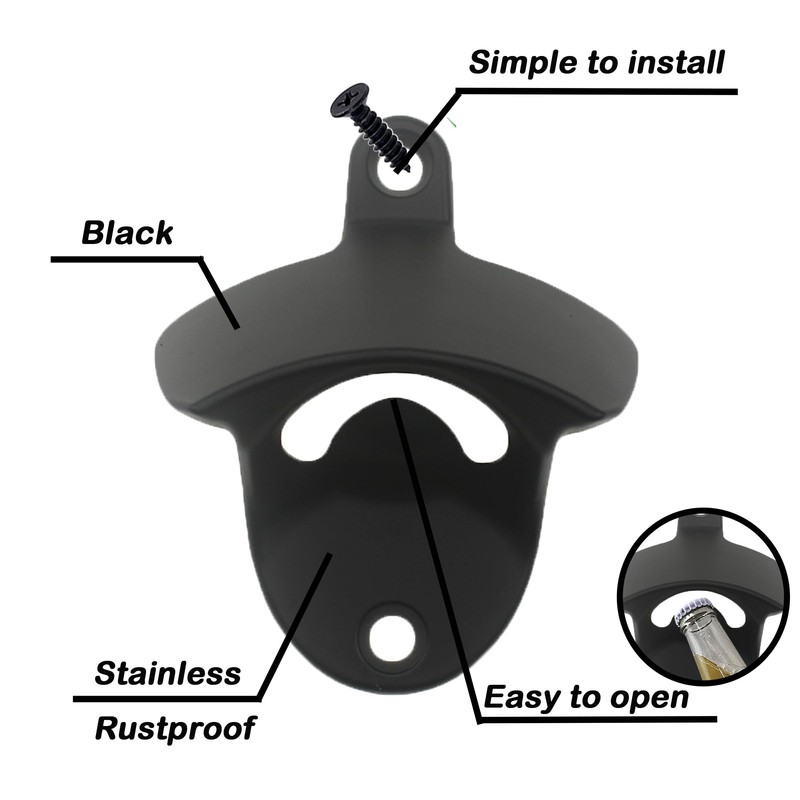 Luwanburg Stainless Wall Mount Beer Bottle Opener Screw in Bottle