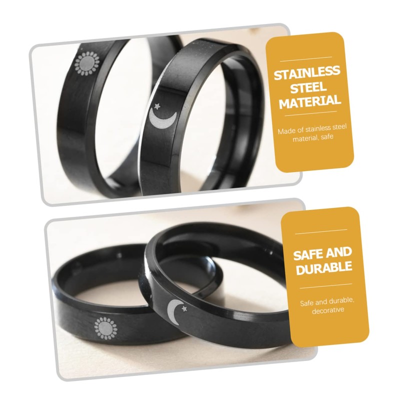 FOMIYES 3 Pairs Moon and Sun Promise Rings for Him