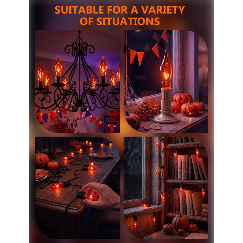 12PK Flickering Flame Light bulbs, Halloween Light Bulbs for Chandeliers