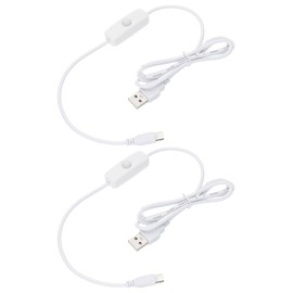 MECCANIXITY USB Cable with ON/Off Switch, 2pcs USB Male to Type-C Male Extension Cord 1M White, for LED Desk Lamp