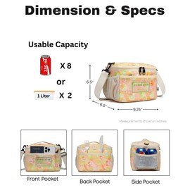 SUNNY BIRD Insulated Lunch Bag with Foldable and Leakproof Design, Thermally Insulated, Shoulder Strap for Women, Men and Teen (Pink 002)