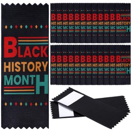 SmoothNovelty 100 Pcs Black History Month Satin Ribbons with Adhesive Backing Black History Month Party Decorations for Africa American School Celebration Commemoration