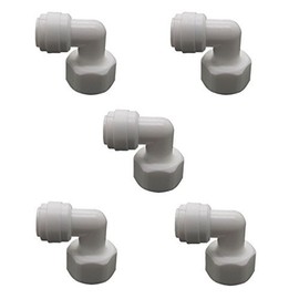 Set of 5 0.5-Inches PT to 0.375-Inches White Elbow Water Filter Fitting Tube Quick Connect Reverse Osmosis